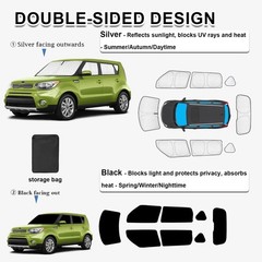 KMF 8pcs Sun Shades for Kia Soul 2014-2019 Accessories, Custom Fit Car Window…