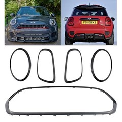 5pcs Front Grille Frame Surround Trim Headlight Taillight Trim Ring Black