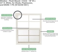 Shed Windows 18X23 (1-Pack) | Sliding Windows with Tempered Glass & Screens | Fl