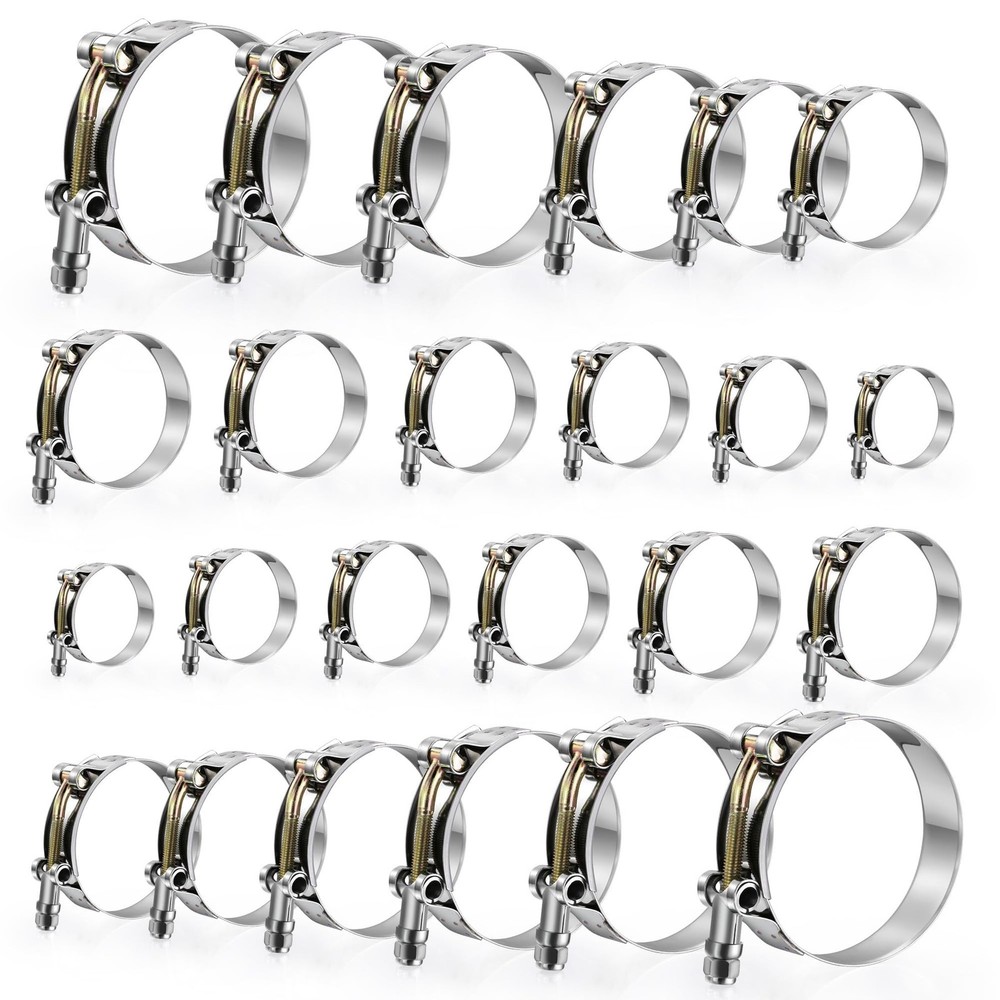 24 Pack 12 Sizes T-Bolt Hose Clamps, Stainless Steel_304 Working Range 28mm-1…
