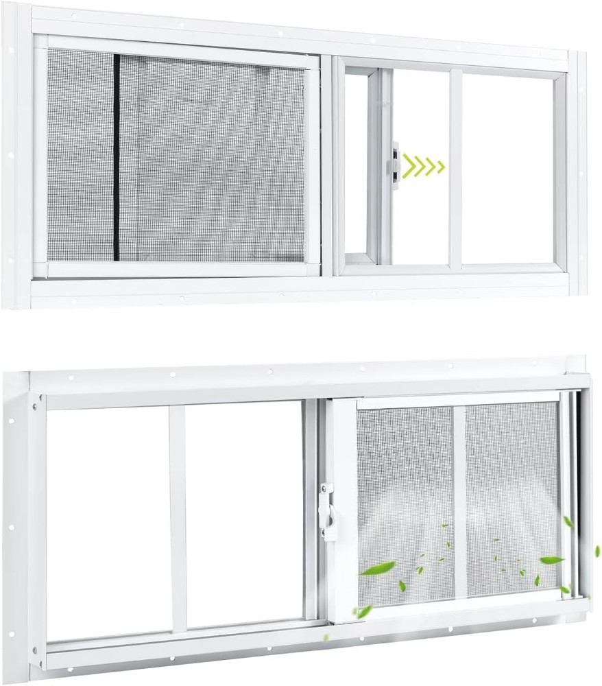 2 Pack Shed Windows, 10″X18″ Sliding Windows, Transom Window with Tempered Glass