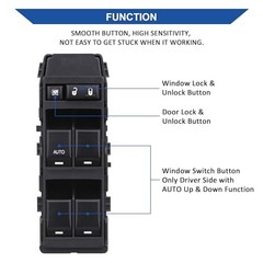 Power Window Switch Front Left Driver Side, Compatible with 2008-2013 Dodge