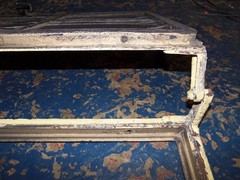 Vintage Leaded Brown Glass Steel Casement Window, 36 3/8″ x 20″