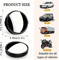 HD Glass Convex Blindspot Mirror with Vacuum Suction Cup, Side Mirror Blindspot