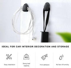 4PCS Self-Adhesive Car Dashboard Hooks, Strong Sticky Hangers for Color: 4 PCS