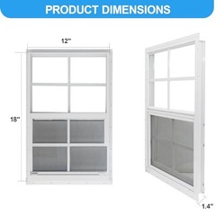 NeatiEase 2 Pack Shed Window, 12 x 18 Flush Mount Window with Tempered Glass and