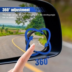 2PCS 2″ Round HD Glass Convex Rear View Mirror, 360° Rotate Wide Color: Black