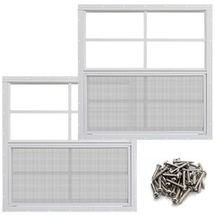 Shed Window 36×36″ 2-Pack, Tempered Glass, Fiberglass Screen
