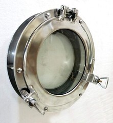 12″ Canal Boat Porthole Window Glass Porthole Home Decorative (Shiny Silver)