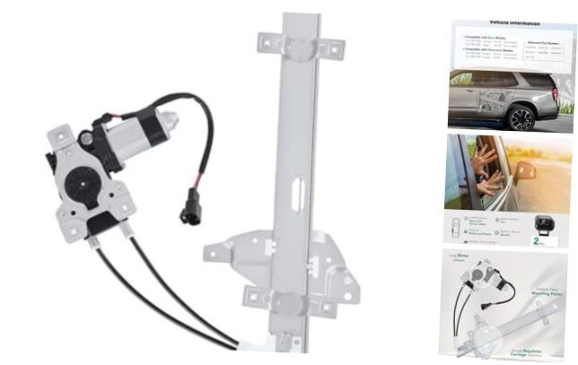 Power Window Regulator with 2-Pin Motor Assembly Compatible Rear Driver Side