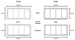 Shed Transom Window 10 x 23 White J-Channel Tempered Glass, Singel Pane