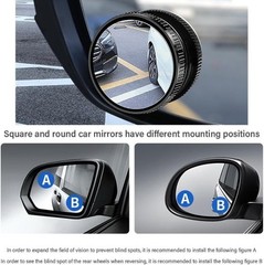 2PCS Black Suction Cup Blind Spot Mirror, 360° Adjustable Convex Color: Black