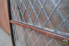 Leaded Glass Window in Oak Sash, 32″ x 49 1/8″, Diamond Pattern
