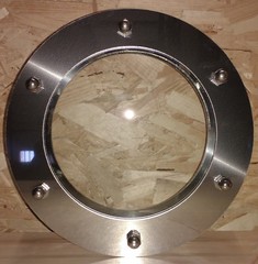 FLAT PORTHOLE FOR DOORS STAINLESS STEEL 230 mm