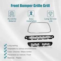 Chrome Black Upper Front Grille W/Surround Trim 6402A276 Compatible with