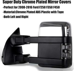 Super Duty Chrome Plated Mirror Covers Ultra Durable Top Half for 2008-2016 Ford