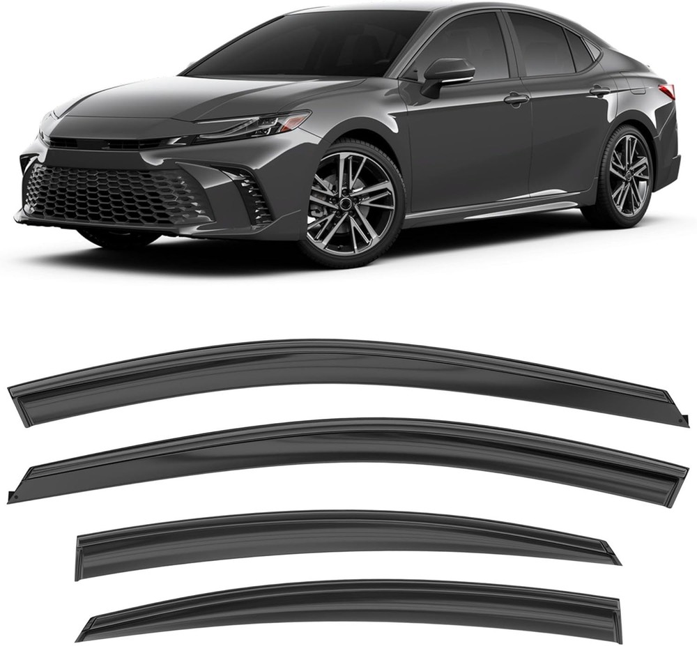Shatterproof Taped-On Window Deflectors for Toyota Camry 2025 2026 with Black…