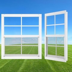 24″ x 27″ Sliding Shed Windows 2 Pack, Tempered Glass & Metal Screen, Flush Moun