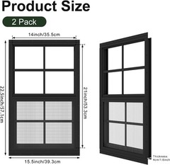 Weather-Resistant 14″ x 21″ Shed Windows with Fiberglass Screen – 2 Pack