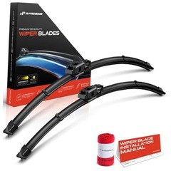 Pack of 2 Windshield Wiper Blades with Wear Indicator & Towel – Compatible