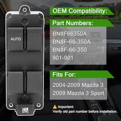 Front Left Driver Side Power Window Switch Compatible with Mazda 3 2004 2005