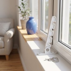 1 Set Window Restrictor Latch – 4 Slots Adjustable Wind Hook Lock – Stainless