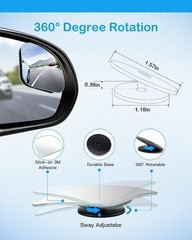 2pcs Frameless Convex Blind Spot Mirror, 360 Degree Adjustable HD Glass for Car