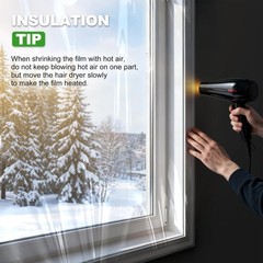 Window Insulation Kit, 63In x 33 Ft Window Plastic for Winterizing, Double-Si…
