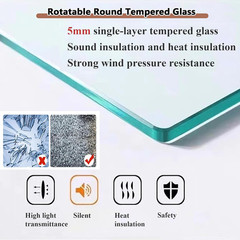 23.6IN Rotating round Window, 360° Porthole Window Tempered Glass,Casement Windo