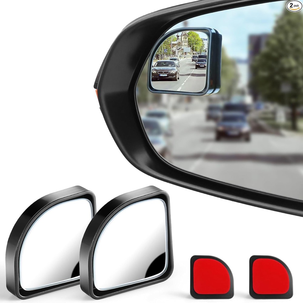 2PCS Universal Car Blind Spot Mirror, Convex Wide Angle Rearview Mirror with Adj