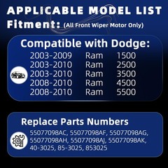 Upgraded Front Windshield Wiper Motor 55077098AC Compatible with Dodge Ram 15…