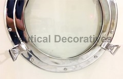 Canal Boat 17″ Porthole Window Nickel Finish~Wall Window Glass Porthole Decor