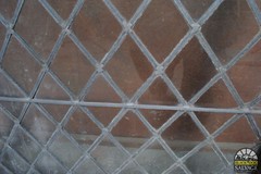 Leaded Glass Window in Oak Sash, 32″ x 49 1/8″, Diamond Pattern