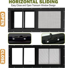 2 Pack Shed Windows, 10″X18″ Sliding Windows, Transom Window W/ Tempered Glass