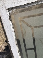 Etched Frosted Clear Glass Vintage Church Window, Architectural Art Glass, H,
