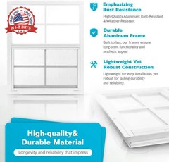 PRO FLEX 2 Pack Shed Window 18″ x 23″ – Ultra Thick White Aluminum Flush Mount w