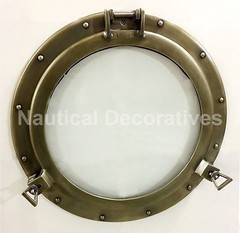 20″ Aluminum Porthole Antique Finish~Porthole Glass Ship Window Home Decor