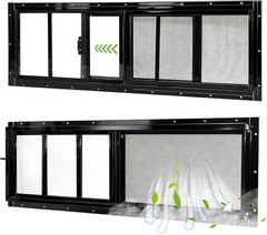 Shed Windows 2 Pack, 12″X36″ Sliding Windows Transom Window with Tempered Glass