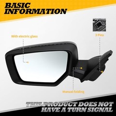 Gloss Black Driver Side Mirror Assembly Compatible with 2014-2019 Impala Left