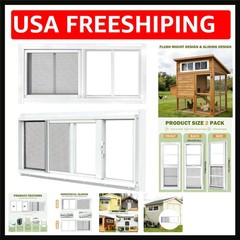 2-Pack 10″x18″ White Sliding Shed Windows with Tempered Glass and Screen