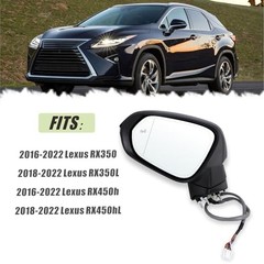 Left Driver Side Mirror Compatible With 2016-2022 L-15Pins 2016-2022 Black