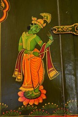 Antique Wooden Window Hand Painted Radha Krishna Rajasthani Wall Hanging Frame