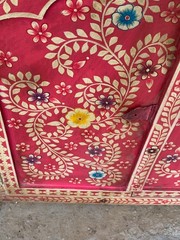 Hand Painted Pink Wooden Window Bone Inlay Designs Indian Floral Wall Decor