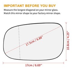 Mirror Glass Heated with Backing Plate Driver Side LH Left Side Rear View