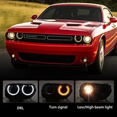 Halogen Model Headlights Assembly Compatible with Dodge Challenger 2015 2016