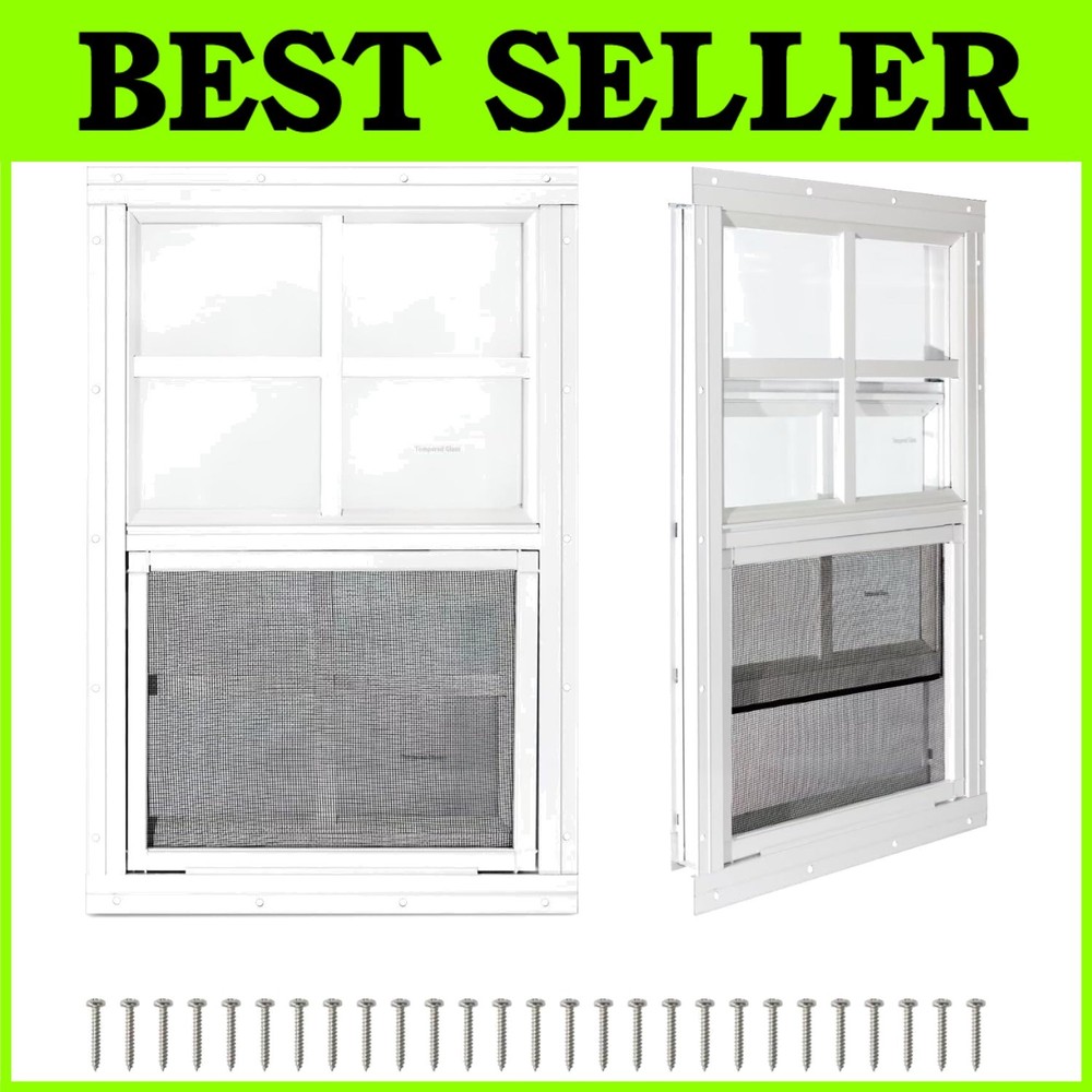 Barn Windows, 18×23 Shed Windows, 2 Pack, Fiberglass Screen