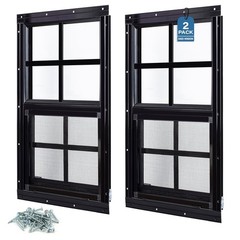 2 Pack 12″x18″ Flush Mount Shed Windows with Tempered Glass & Screen – Ideal for