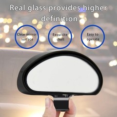 2 PCS Car Blind Spot Mirror, HD Glass Side Rear View Mirrors, Adjustable Angle F