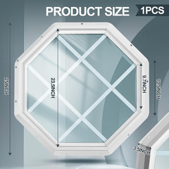24″ Octagon Shed Window with Grids – White Vinyl Flush Mount for Sheds & Coops