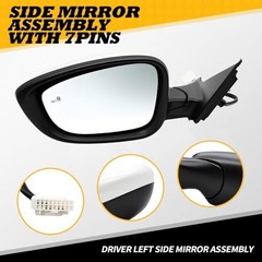 Left Driver Side Mirror Assembly Compatible with 2018-2022 Accord EX Hybrid EX